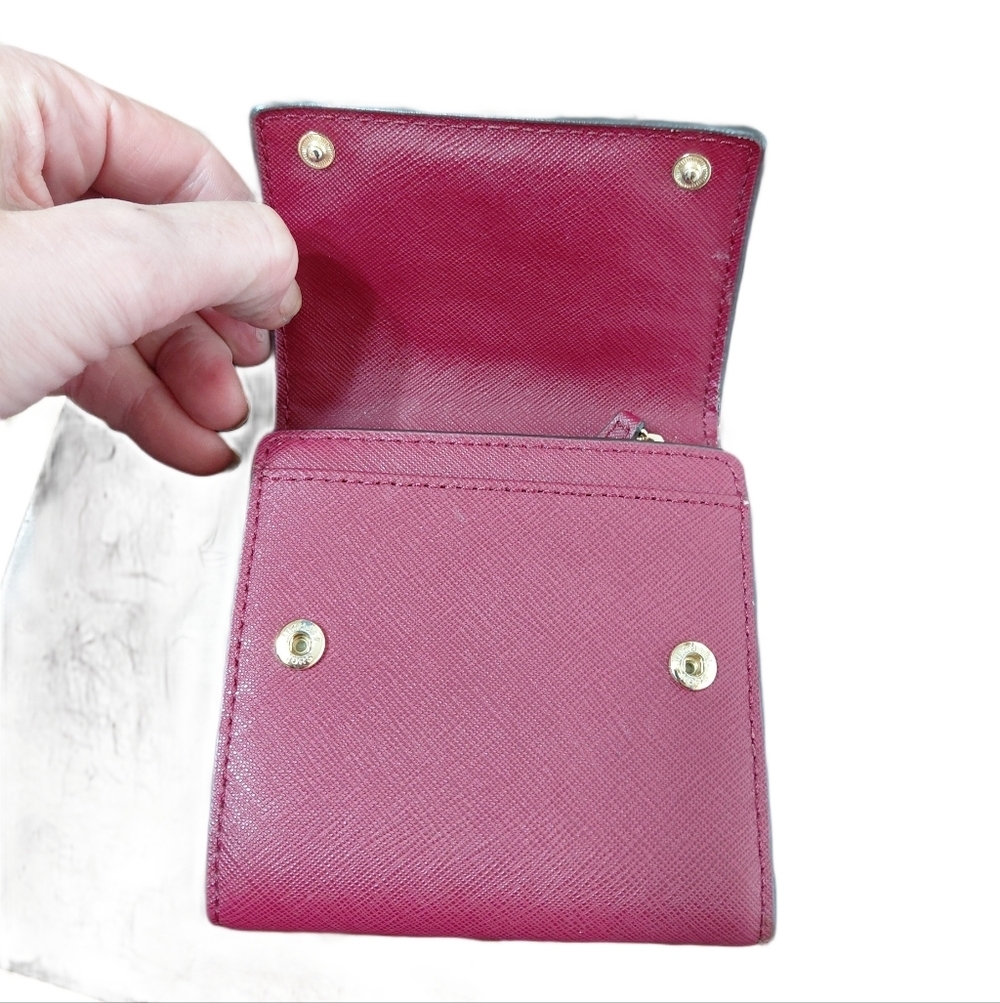 Michael Kors Wallet Small Burgundy Saffiano Leather Tri-fold - Picture 4 of 10